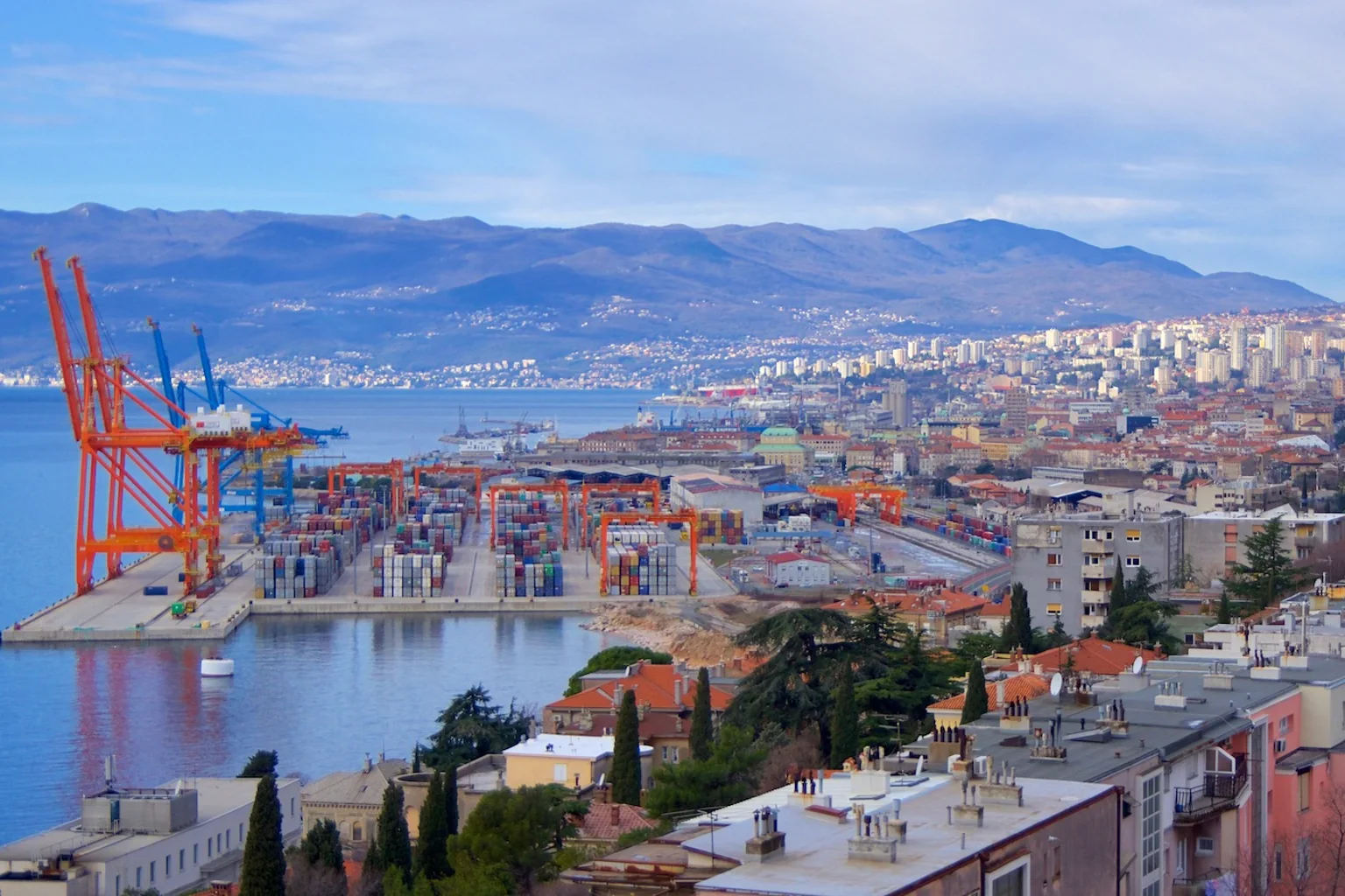Container cranes and shipping infrastructure at the port of Rijeka
